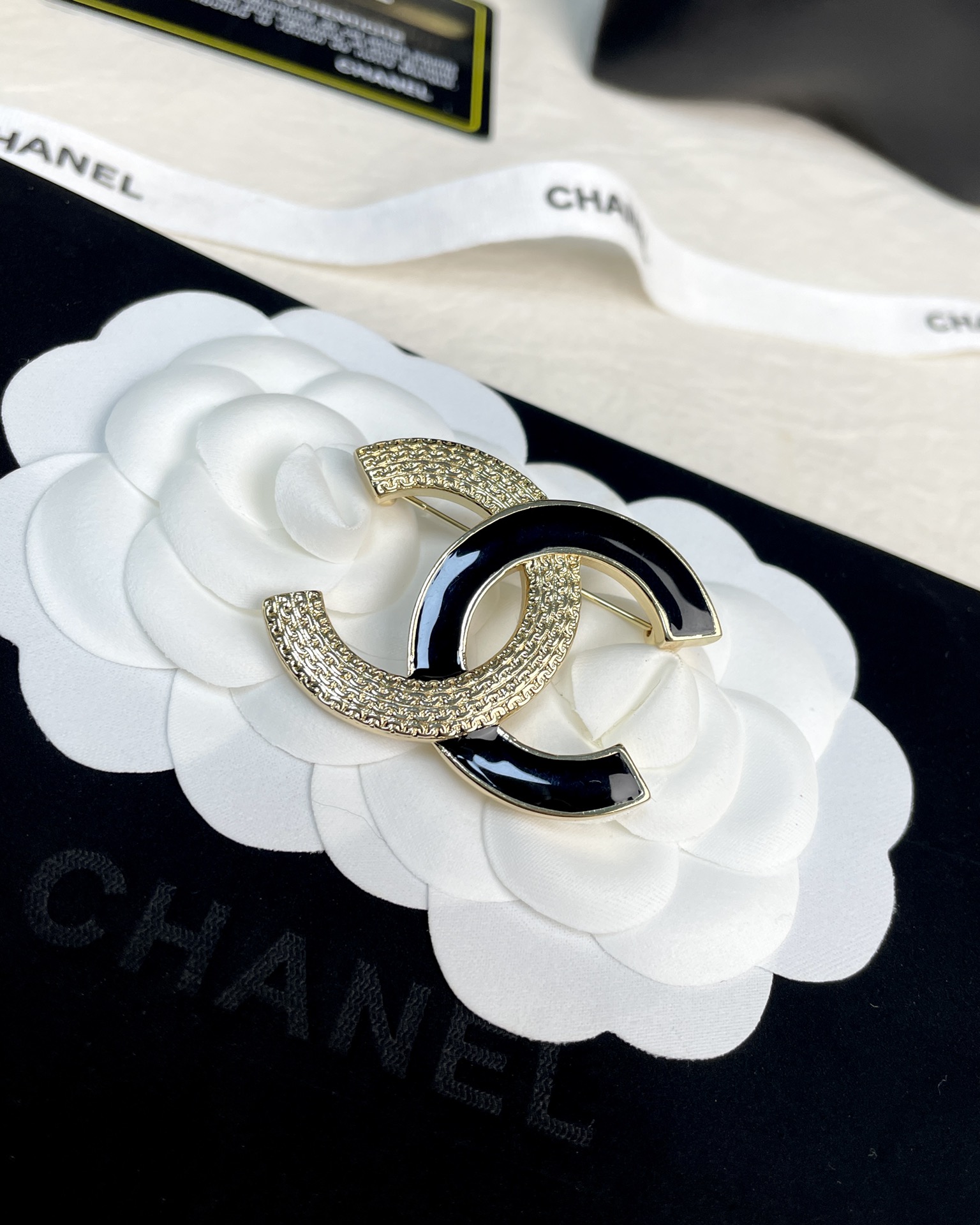 Black and Gold Chanel Brooch - Original Replica Club