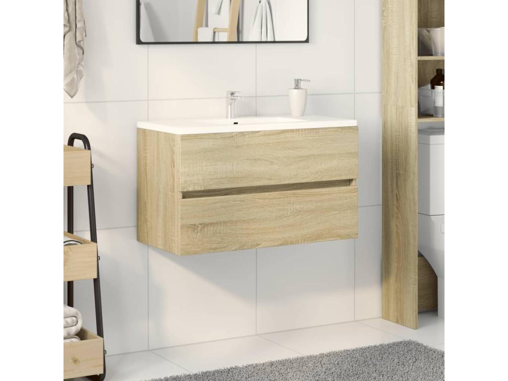 Mueble lavabo roble Sonoma 80x38,5x45 cm Madera contrachapada
