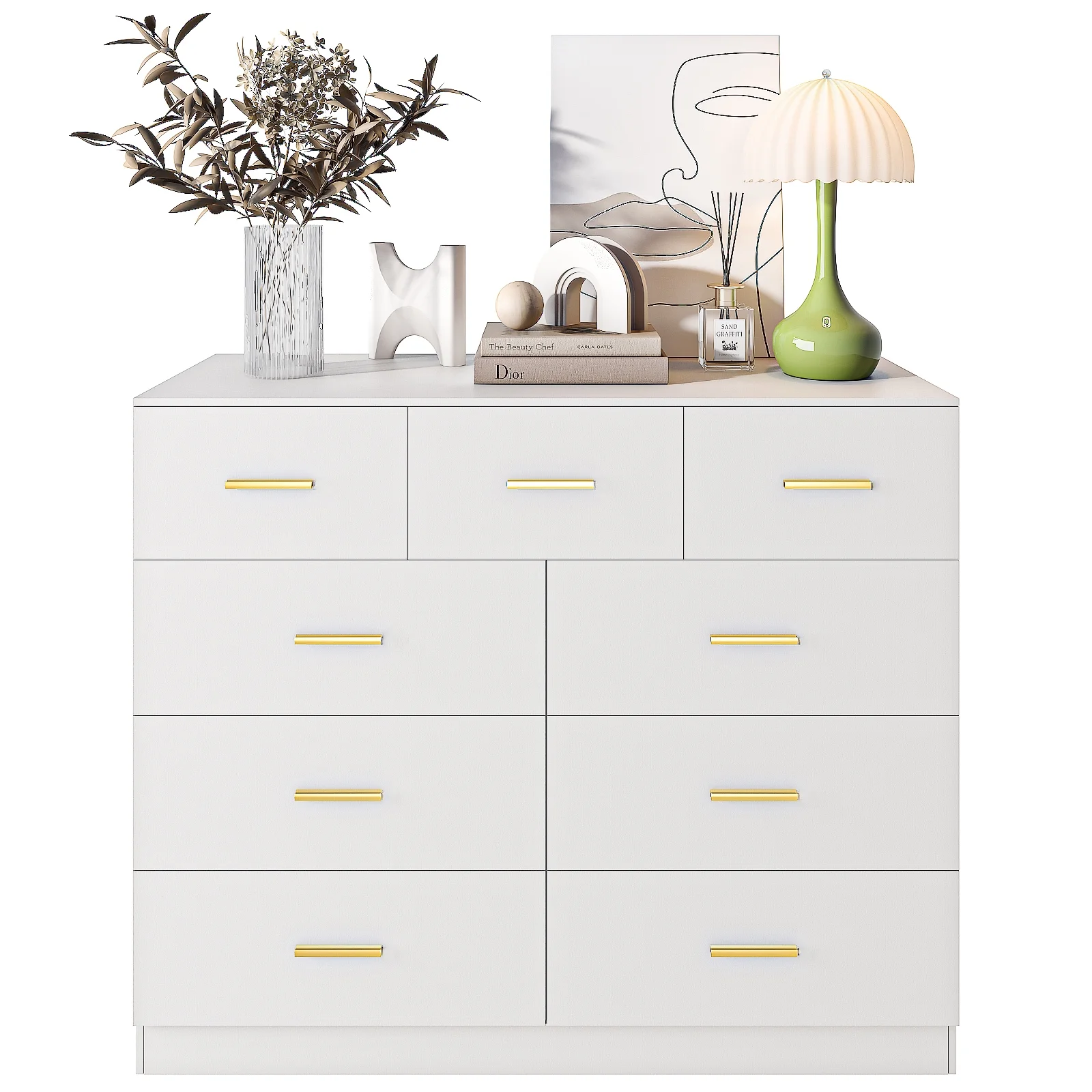 Ktaxon 6 Drawer Double Dresser Wood Dresser Storage Cabinet Drawer Organizer Chest Of Drawers, White - Image 25