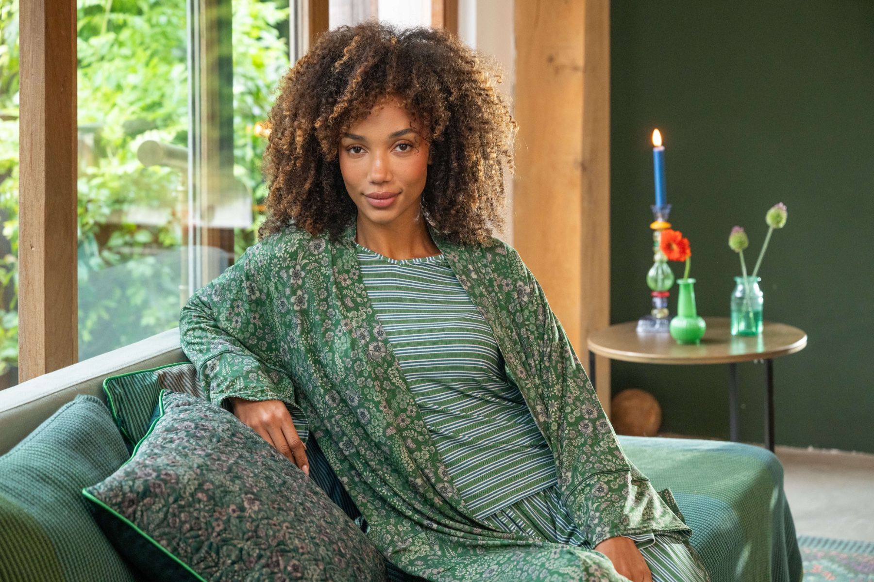 Trice Long Sleeve Top Kente Stripe Green