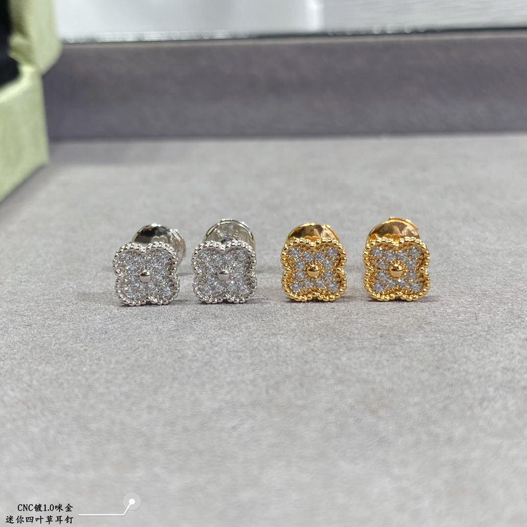 VCA Full Diamond Vintage Alhambra Earrings - Original Replica Club