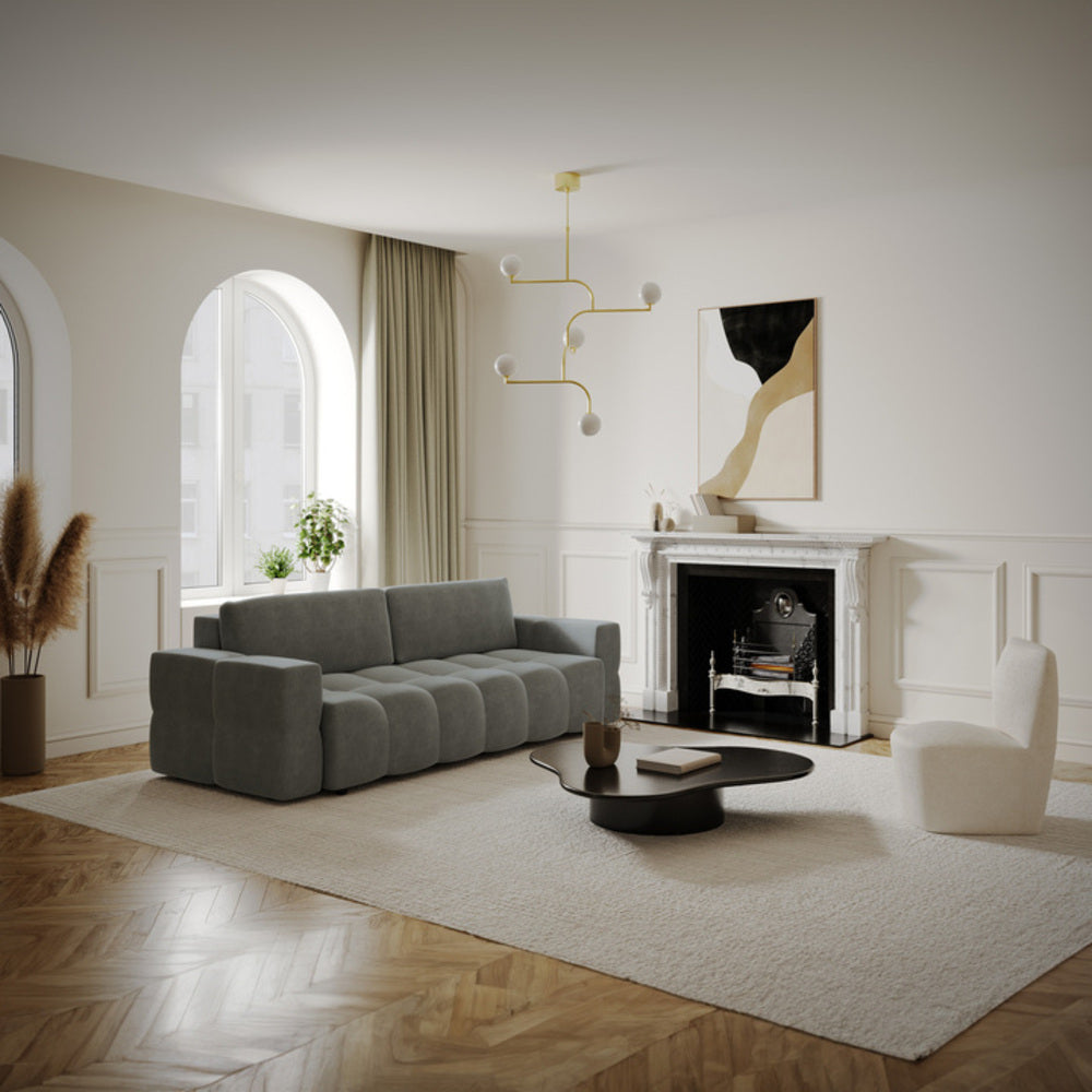 Rechte bank GABRIEL 4 personen Fluweel Grafiet grijs