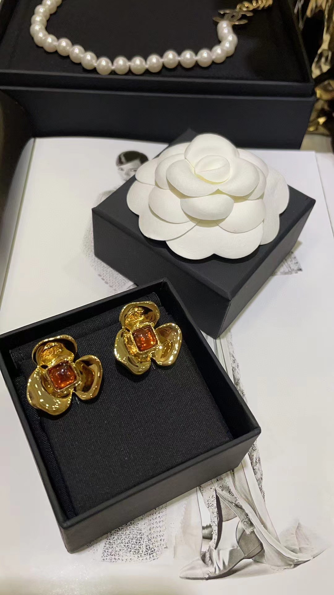Chanel Gold Camellia Stud Earrings - Original Replica Club