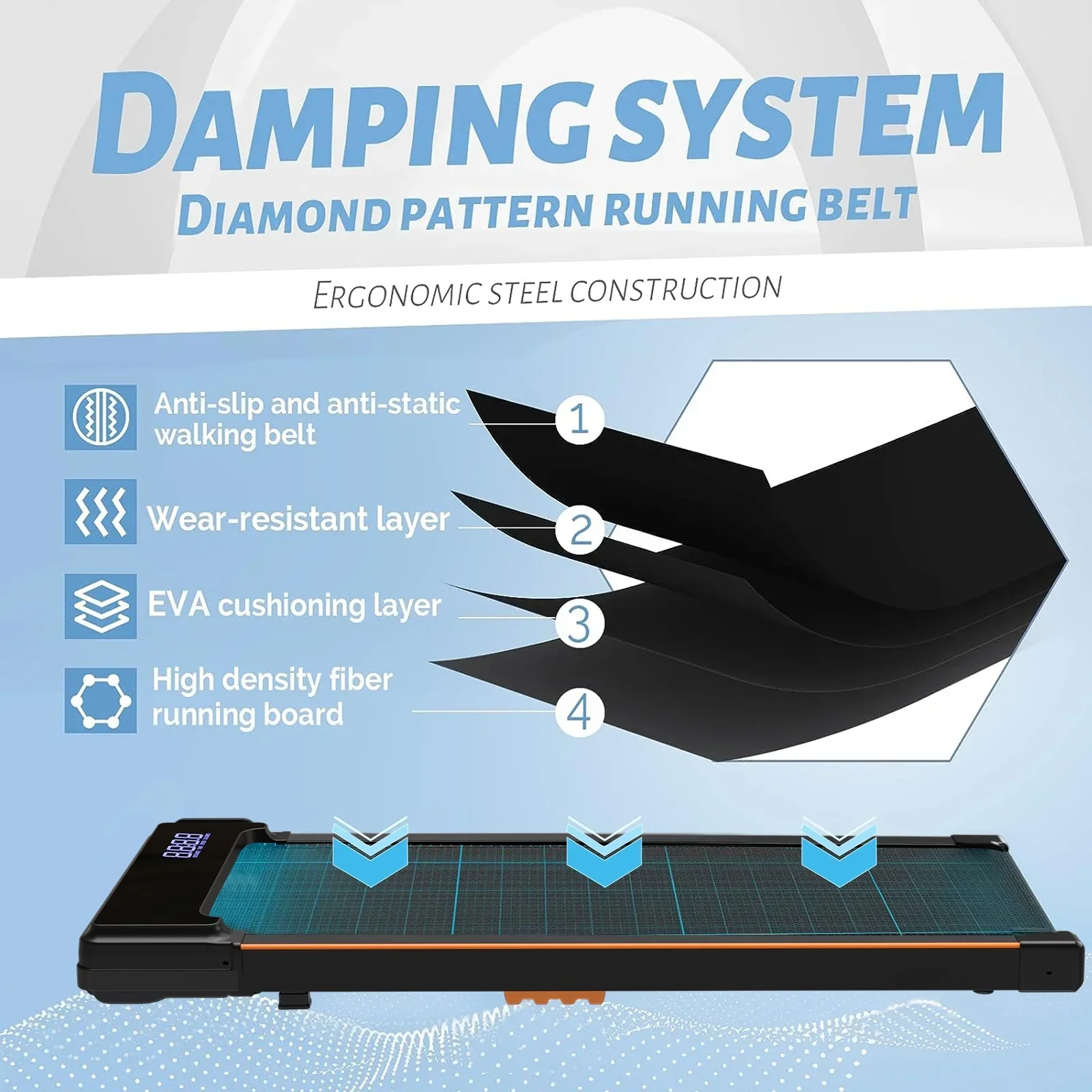CoolHut 2-In-1 Portable Folding Under-Desk Walking Pad Treadmill, 2.5 HP, 3.8 MPH, Black - Image 7 CoolHut 2-In-1 Portable Folding Under-Desk Walking Pad Treadmill, 2.5 HP, 3.8 MPH, Black - Image 7