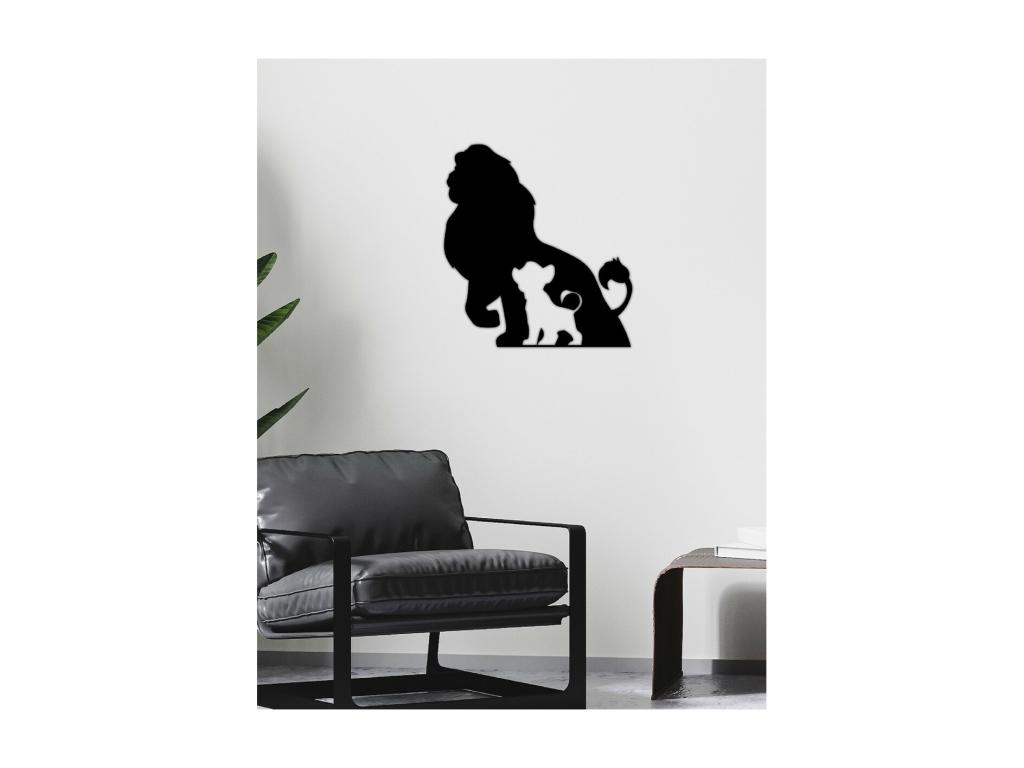 Decoración de Metal Rey León, Negro, 70x1,5x76 cm, Hogarlujo