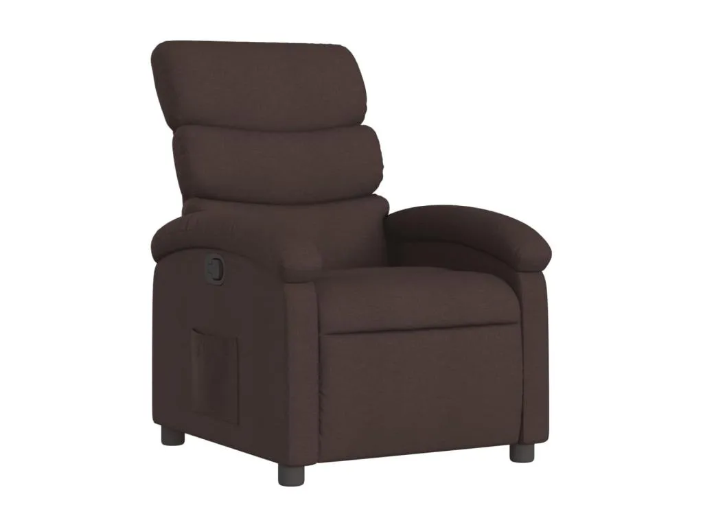 Sillón reclinable de tela marrón oscuro