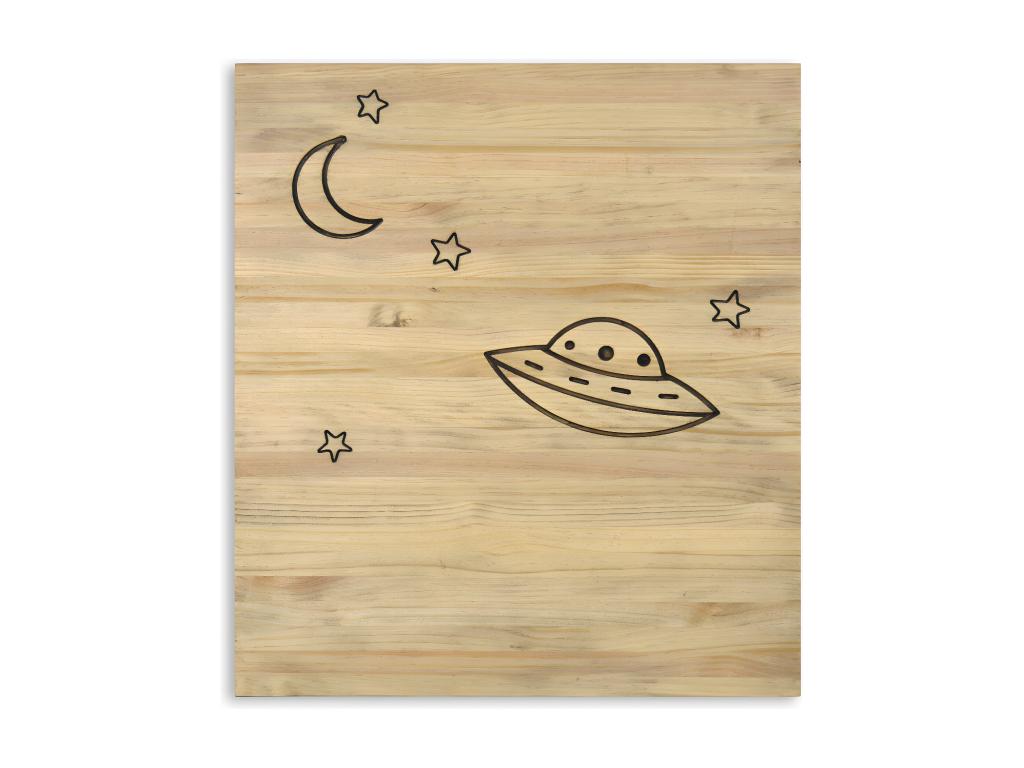 Cuadro Infantil de madera de pino para Pintar Ovni 60x70cm