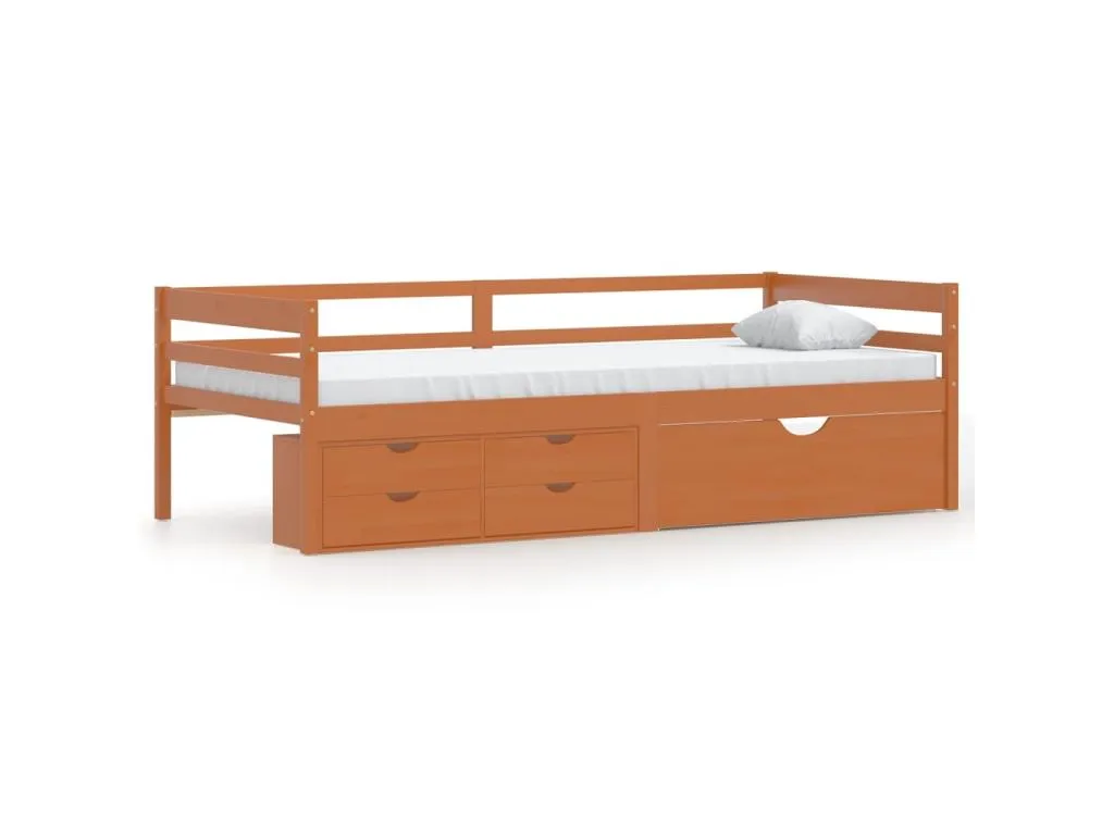 Cama con cajones y armario Jmmhogar marrón miel 90x200 cm