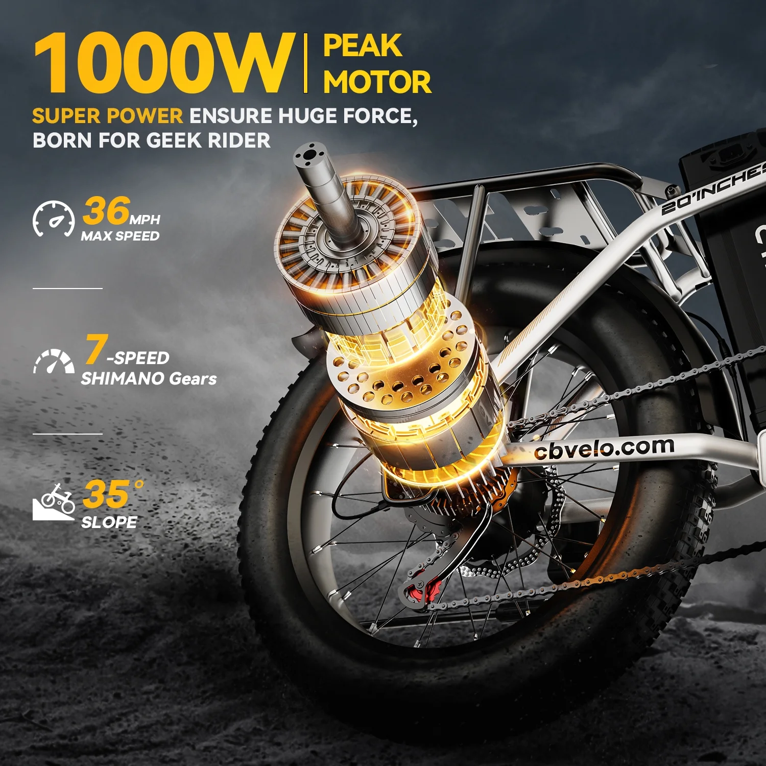 1000W Foldable ebike for adult 80+miles 28+mph battery removable 20 inch fat tyre ebike for all terrain - Image 2