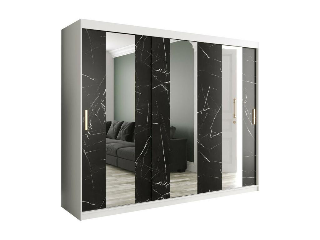Armario Hartford 245, Mármol negro|Mate Tucasago, 200x250x62cm, Número de estantes: 7.00
