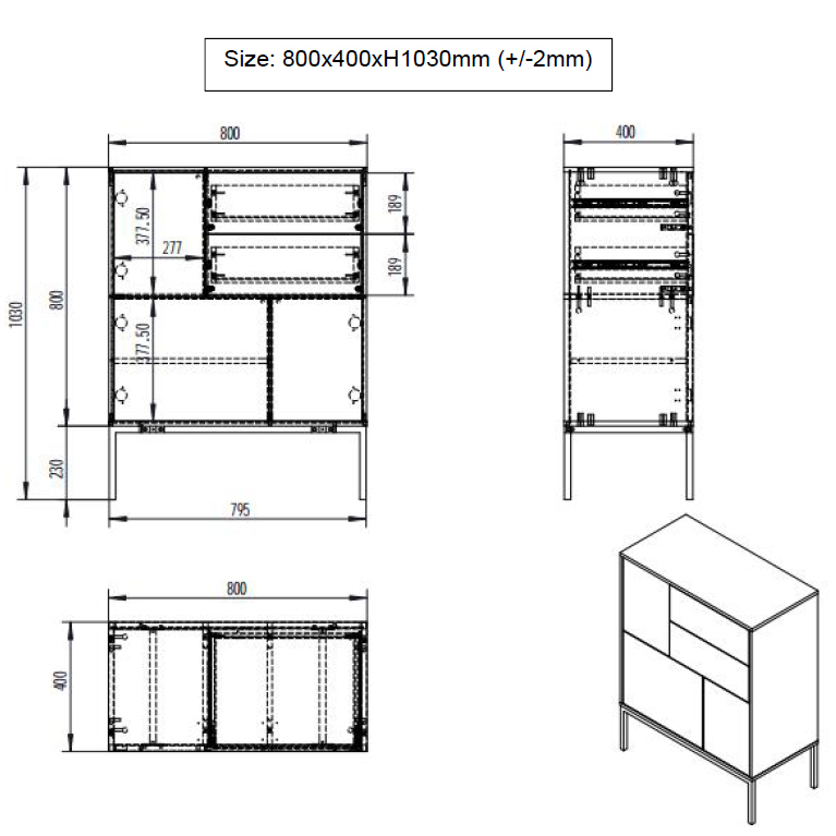 by fonQ Jaxon Opbergkast 5-deuren - Eiken