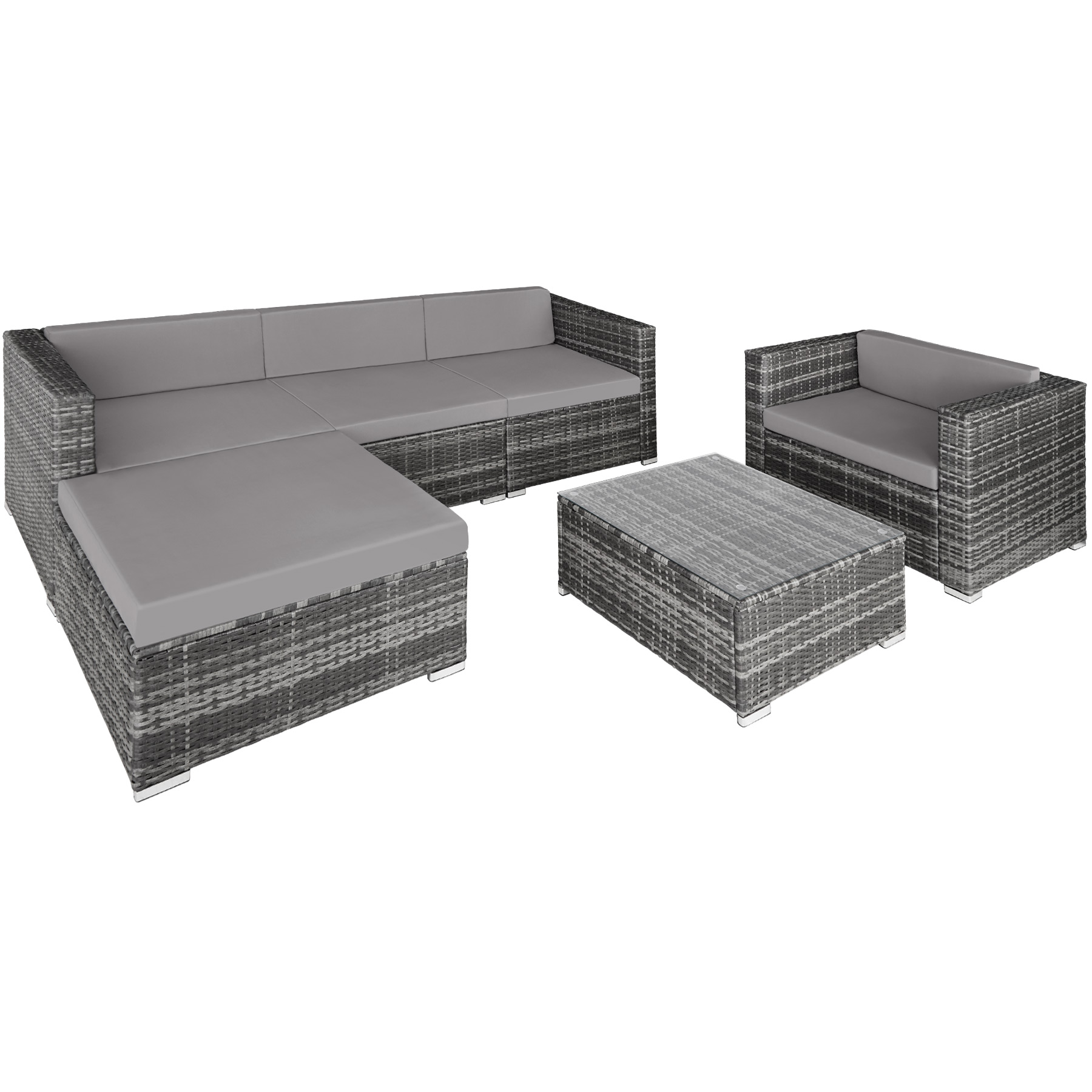 Sofá lounge de jardín en ratán para 4 a 5 personas, gris ud0848s2