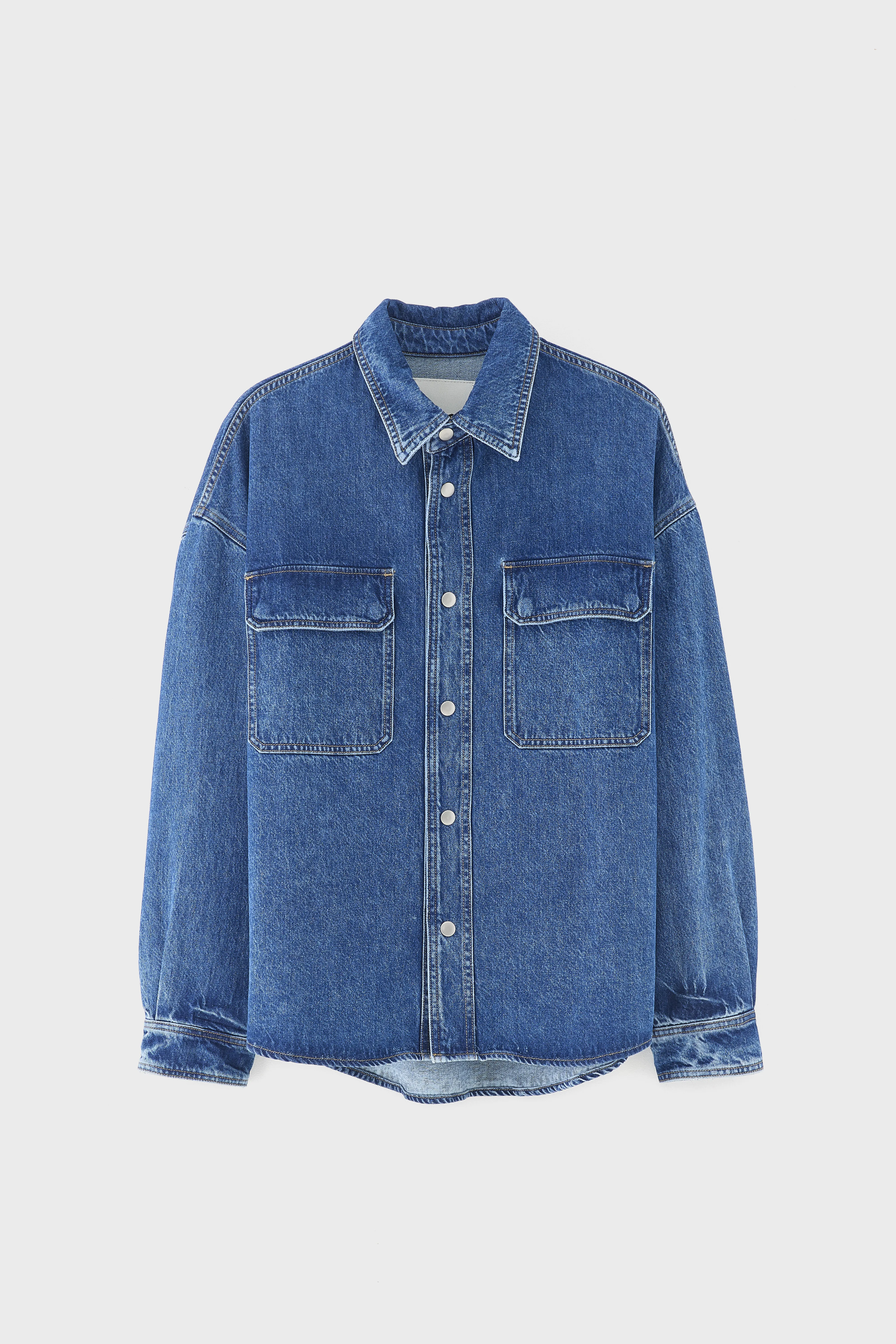 Bellerose Poach denim overshirt (261 / M / MD BLUE MARBLE)