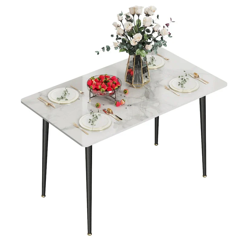 Contemporary Kitchen Table with Metal Frame and Sintered Stone Top