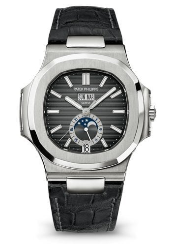 Replica Patek Philippe Nautilus Black Strap Stainless Steel Watch 5726A-001