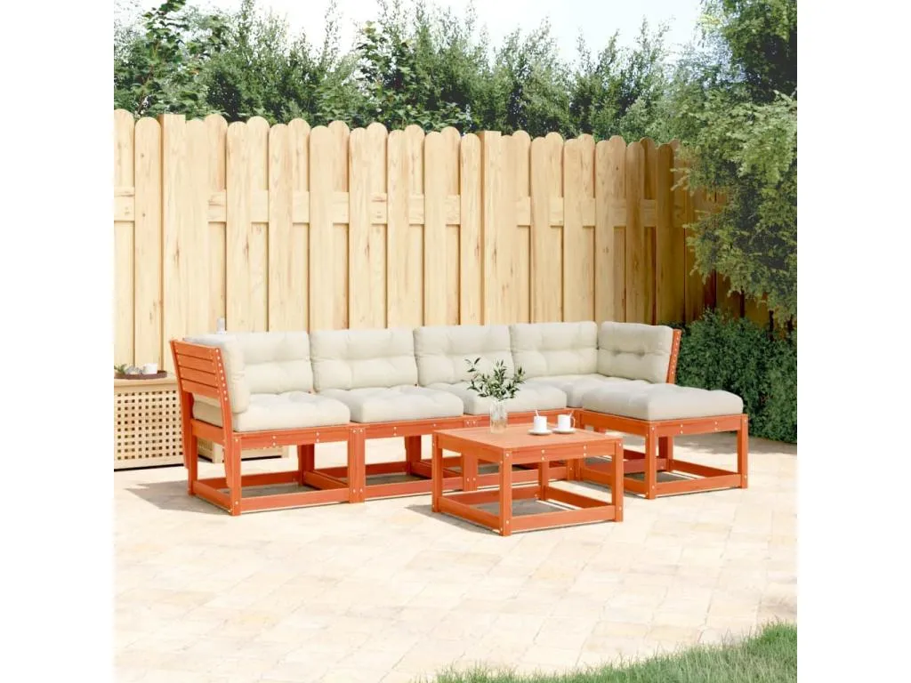 Set de sofás jardín 5 pzas con cojines Mobtrendy marrón cera 93664nhsa