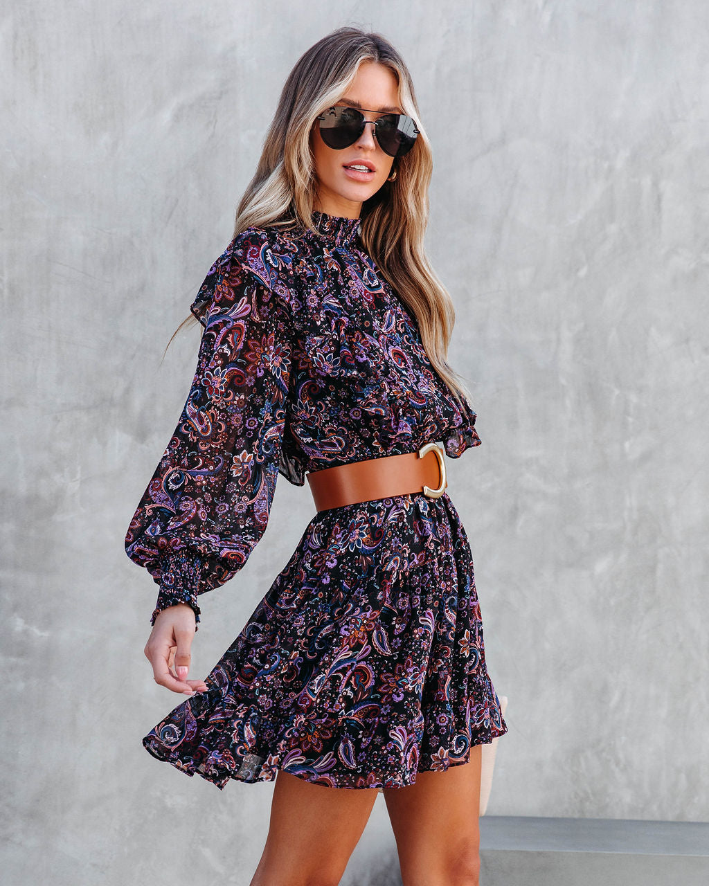 Parksville Paisley Ruffle Mini Dress - Se7enfashion