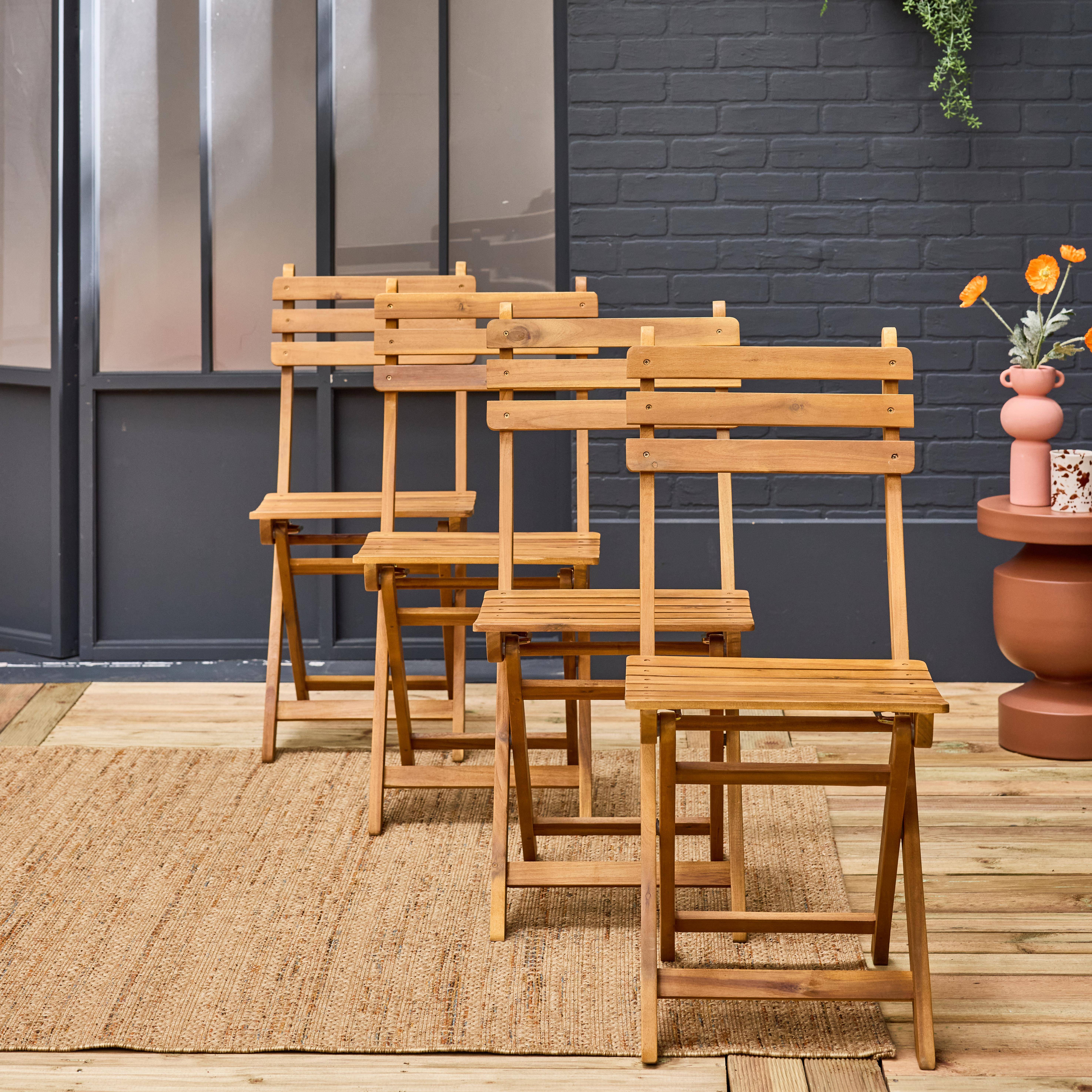 Calena - Silla de jardín plegable madera de acacia, set de 4