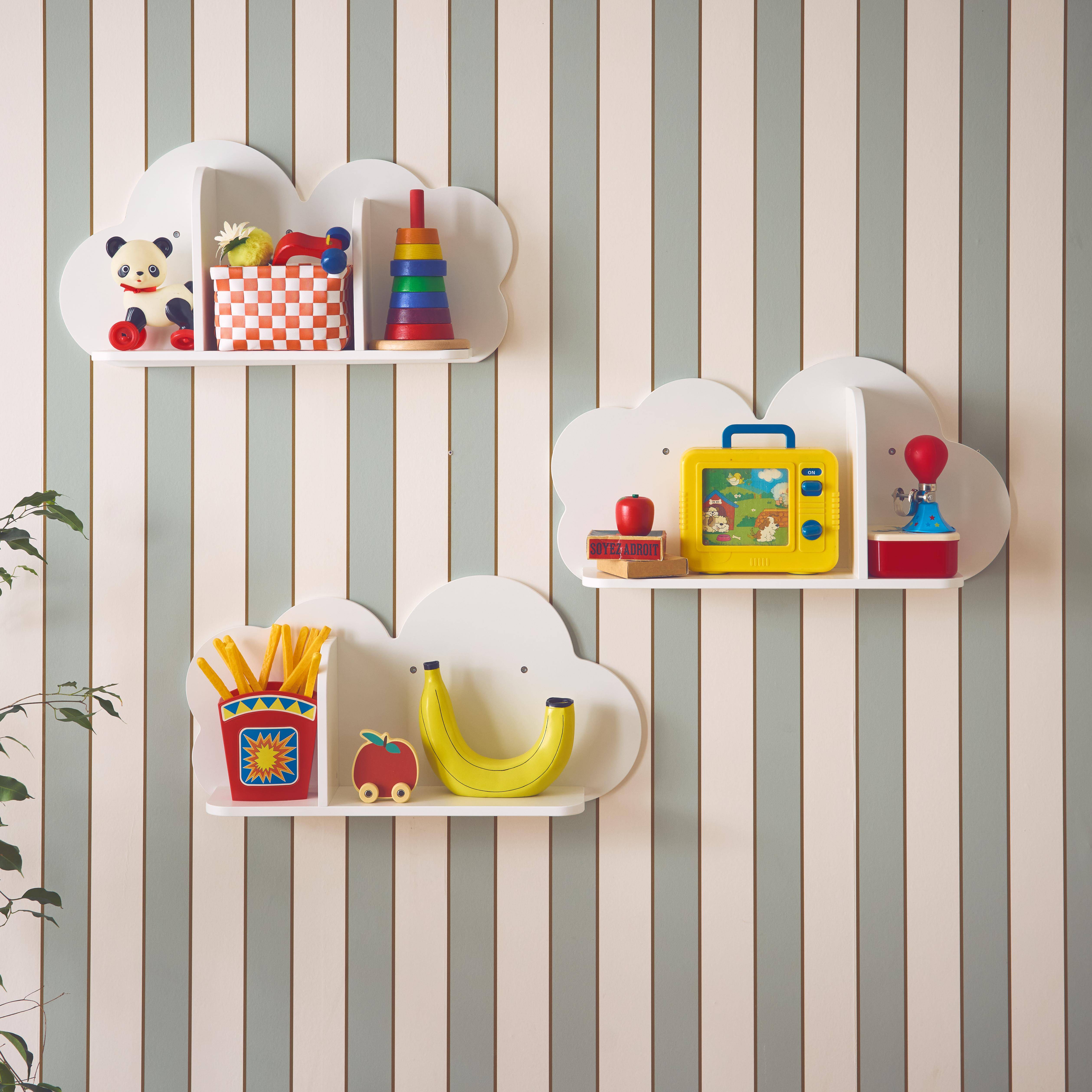 Nephos - Estantería de pared nube para dormitorio infantil, set de 3