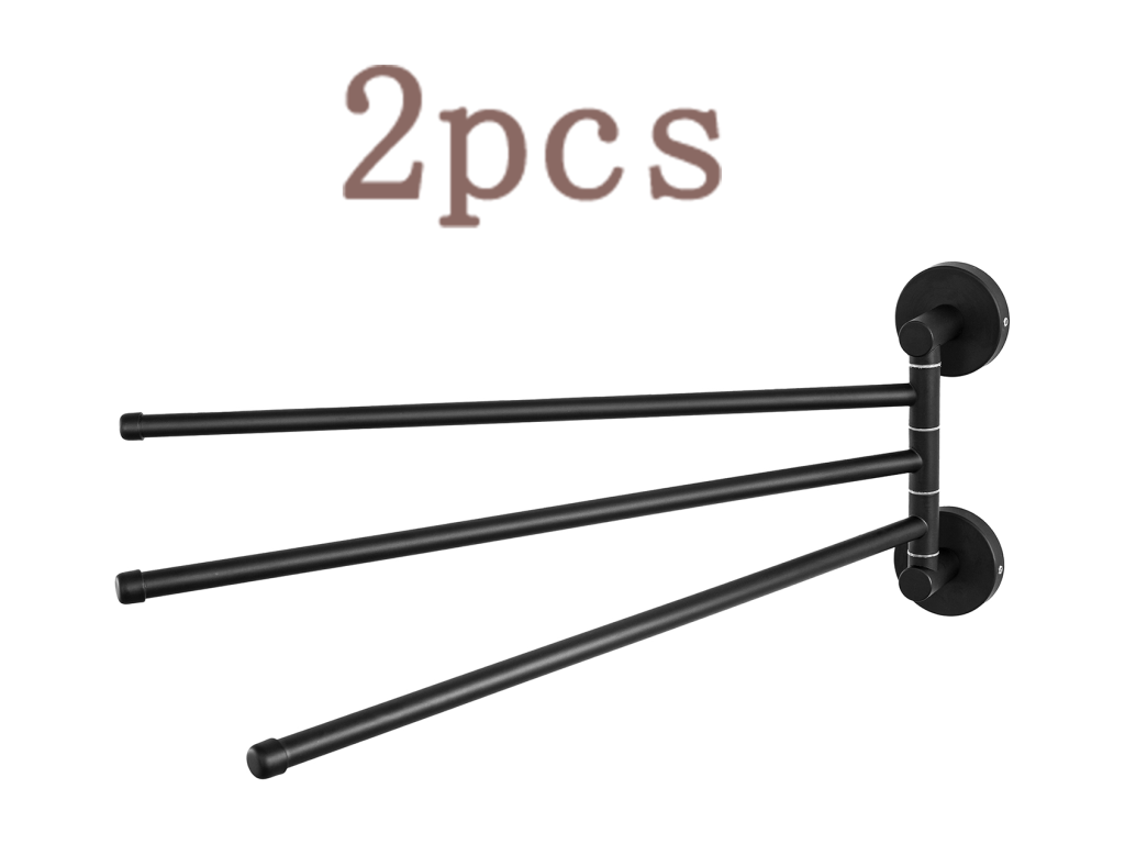 2pcsAuralum max Toallero con 3 Barras 180° Giratorias, Acero Inoxidable 304 Toallero de Pared Toallero para Baño Cocina-Negro(40CM)