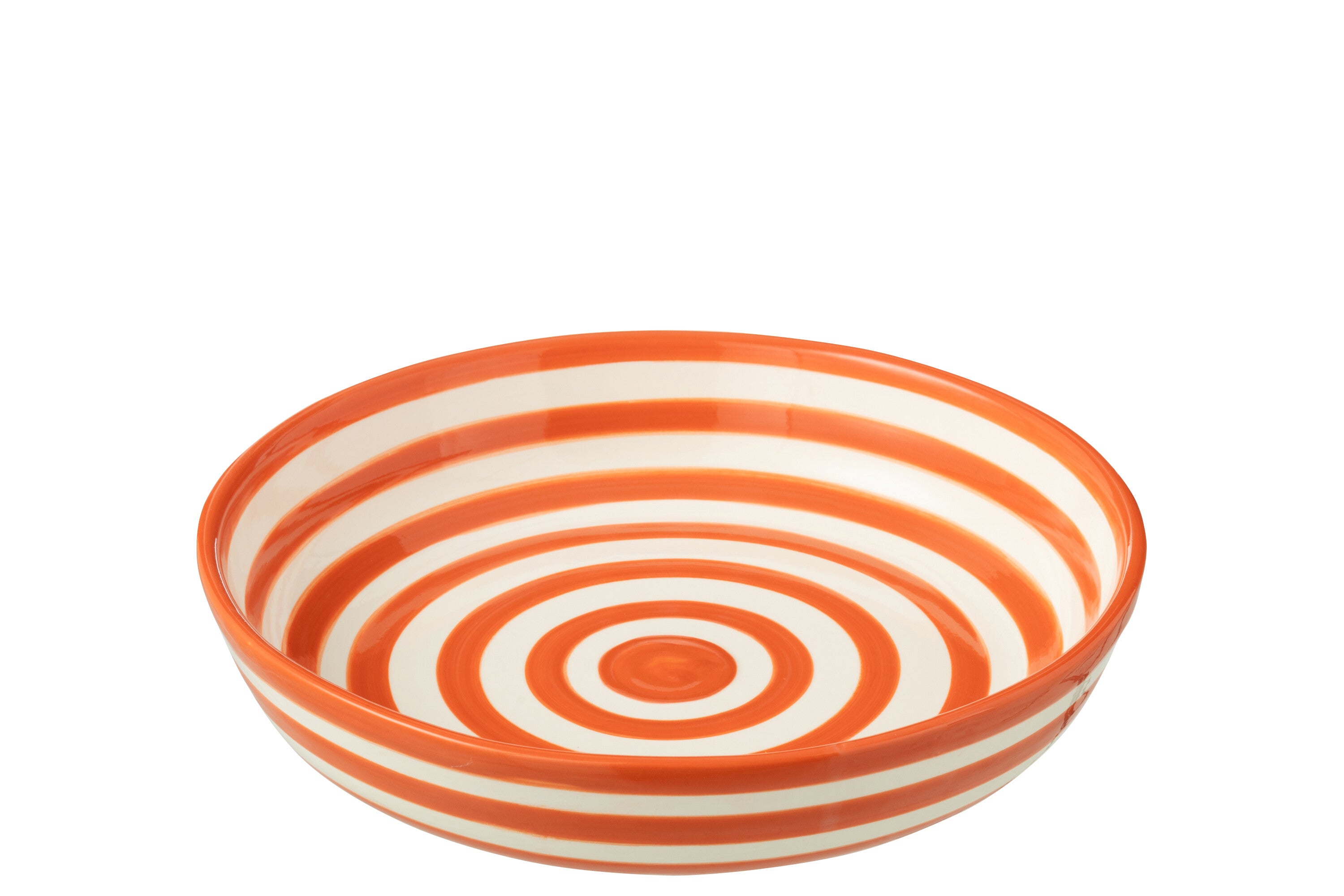 J-Line schaal Granada Stripes Low - keramiek - wit oranje -