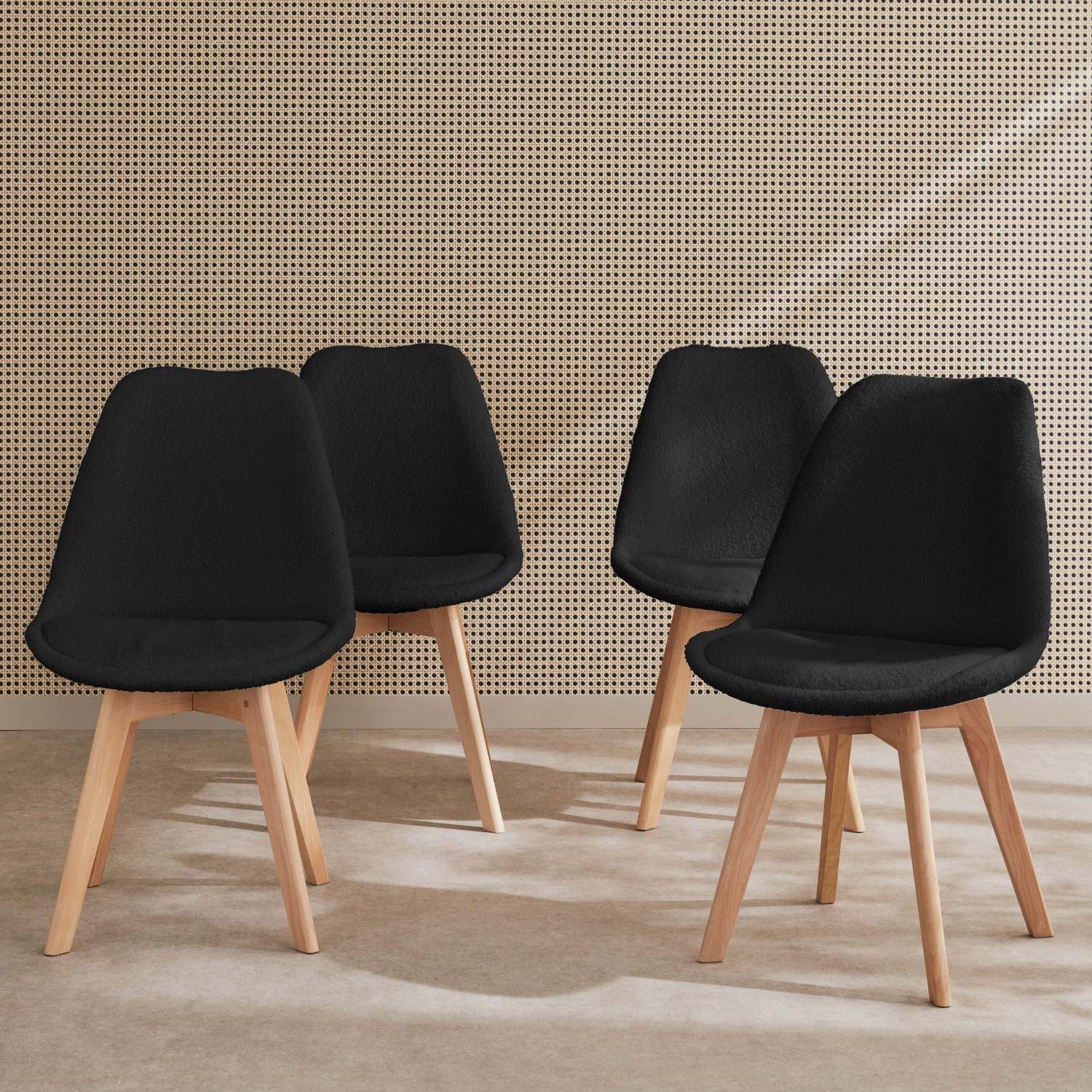 Nils borreguito - Silla escandinava de madera de haya  y borreguito, set de 4