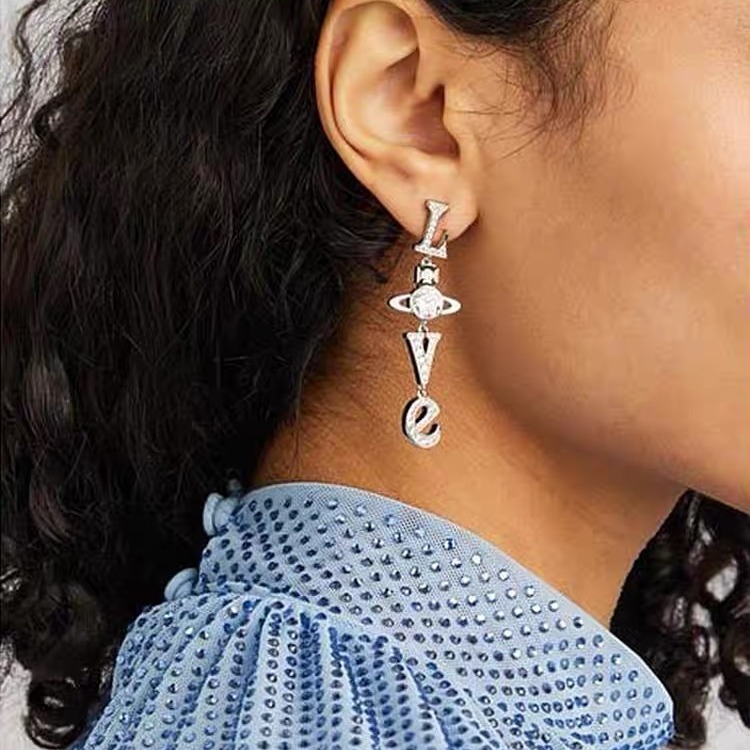 Vivienne Westwood Letter LOVE Long Style Earrings - Original Replica Club