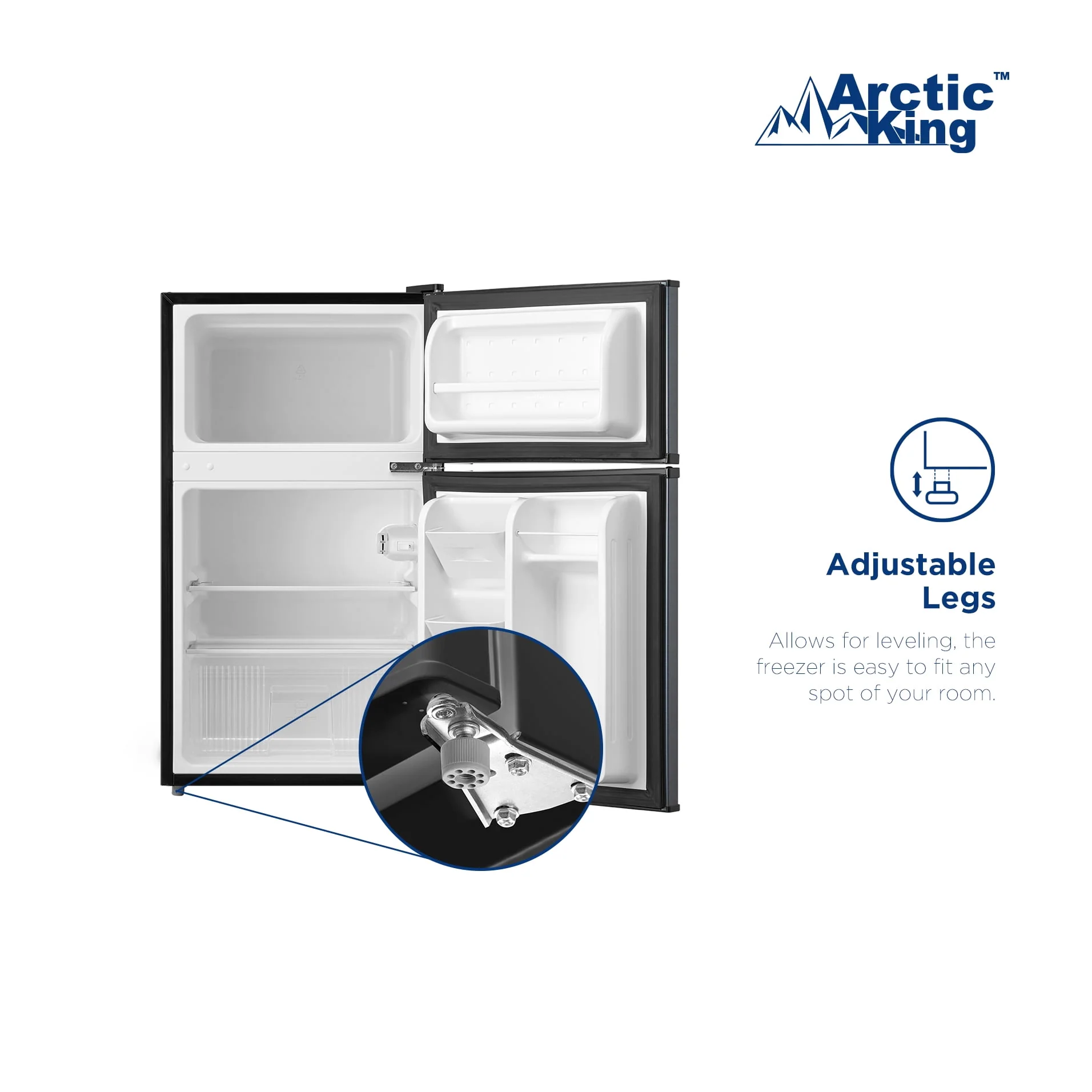 Arctic King 3.2 Cu ft Two Door Mini Fridge with Freezer, Stainless Steel, E-Star, ARM32D5ASL - Image 10