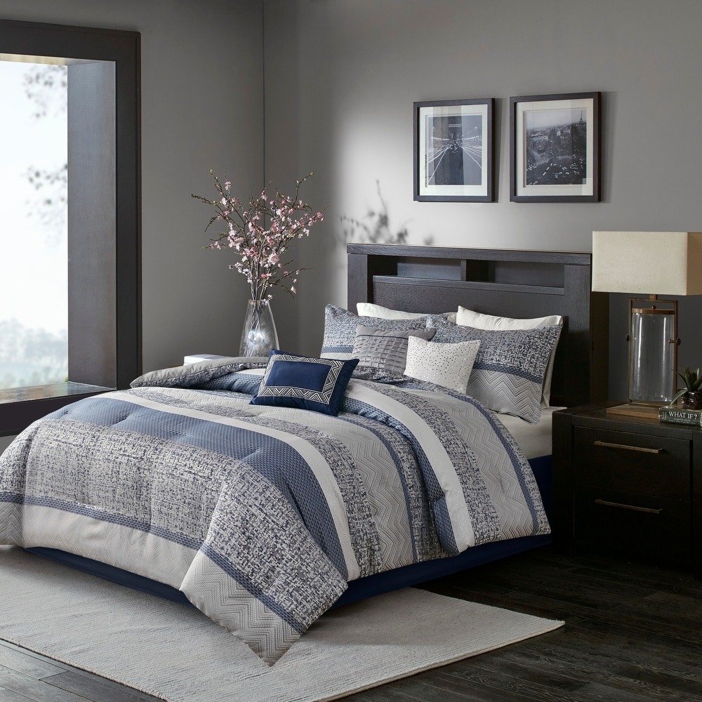 WAYFAIR Madison Park Melody 7 Piece Jacquard Comforter Set