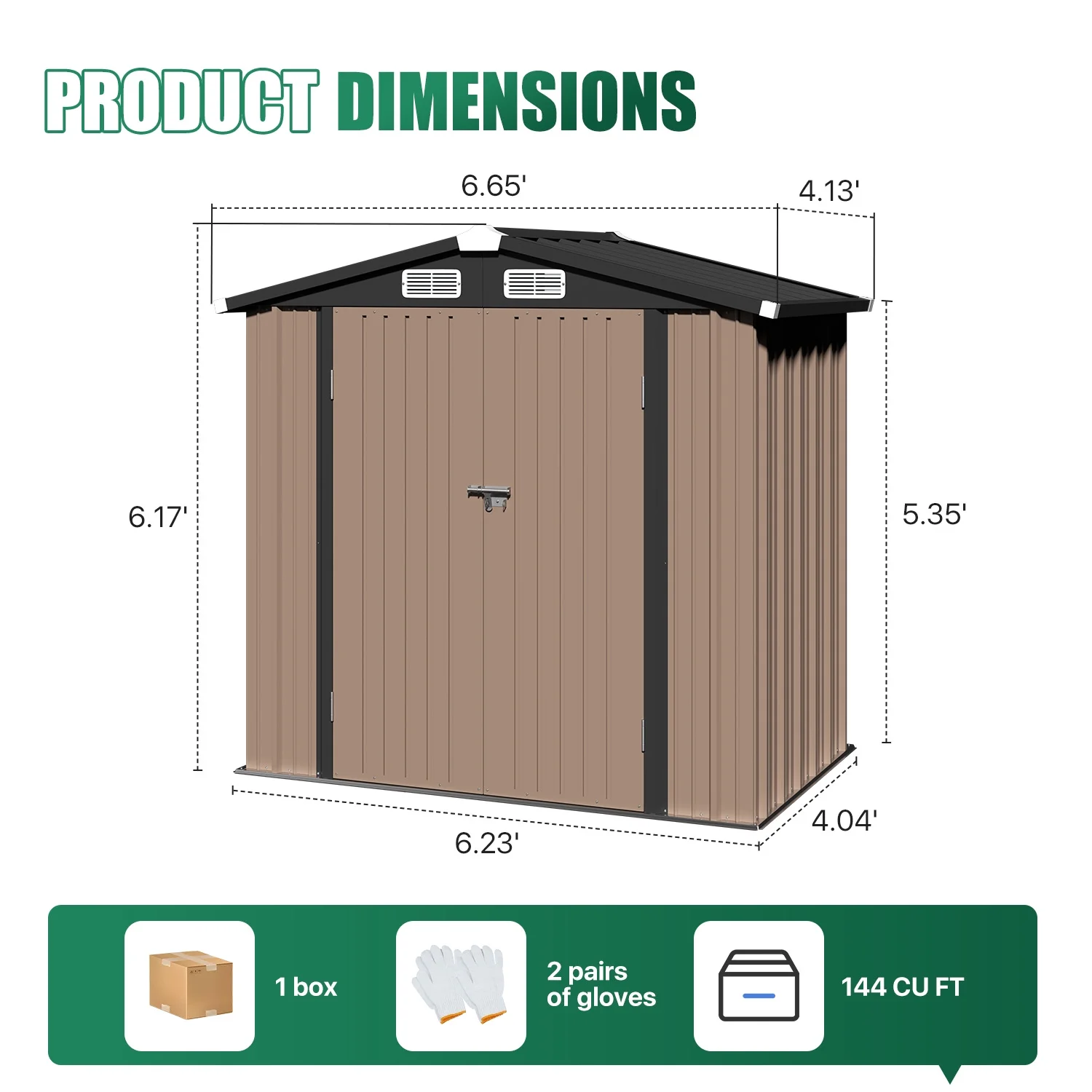 Clouddwell 6 ft. x 4 ft. Outdoor Storage Shed, Metal Garden Shed with Lockable Doors & Sloped Roof for Backyard, Patio, Poolside - Image 4