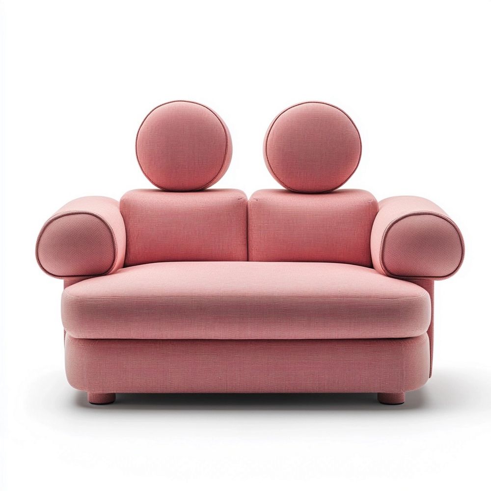 Sofá Moderno Tela Sala de Estar Respaldo Redondo Rosa