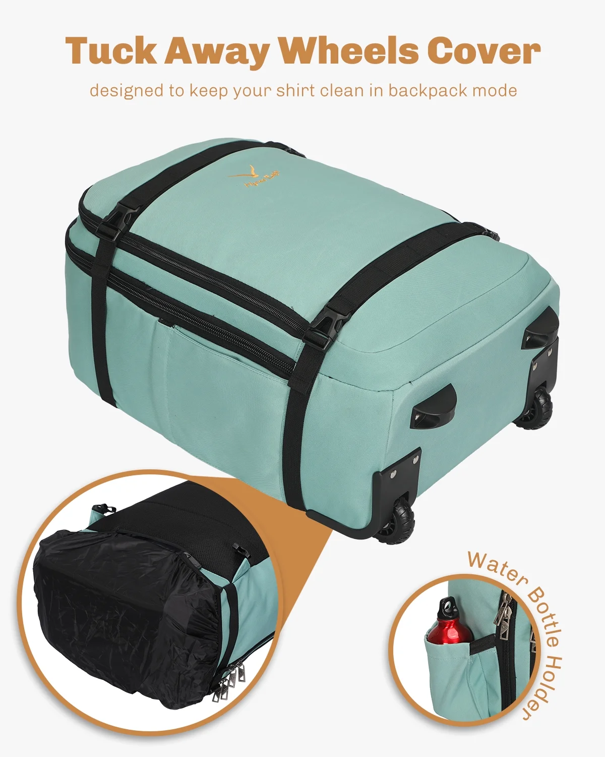 Hynes Eagle 22" Hybrid Carry-On Luggage, Softside Rolling Backpack, Grey - Image 32