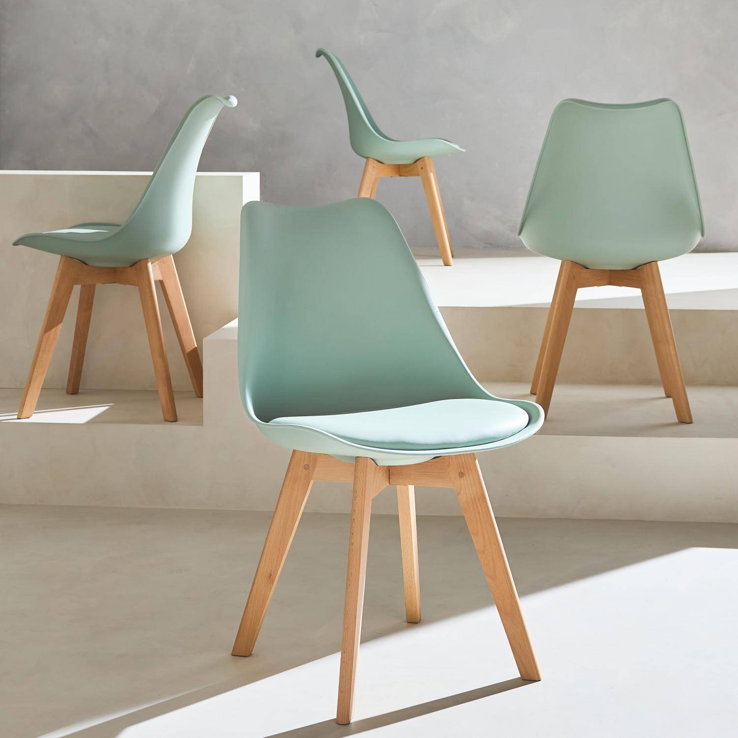 Nils - Silla escandinava con patas de madera de haya, set de 4