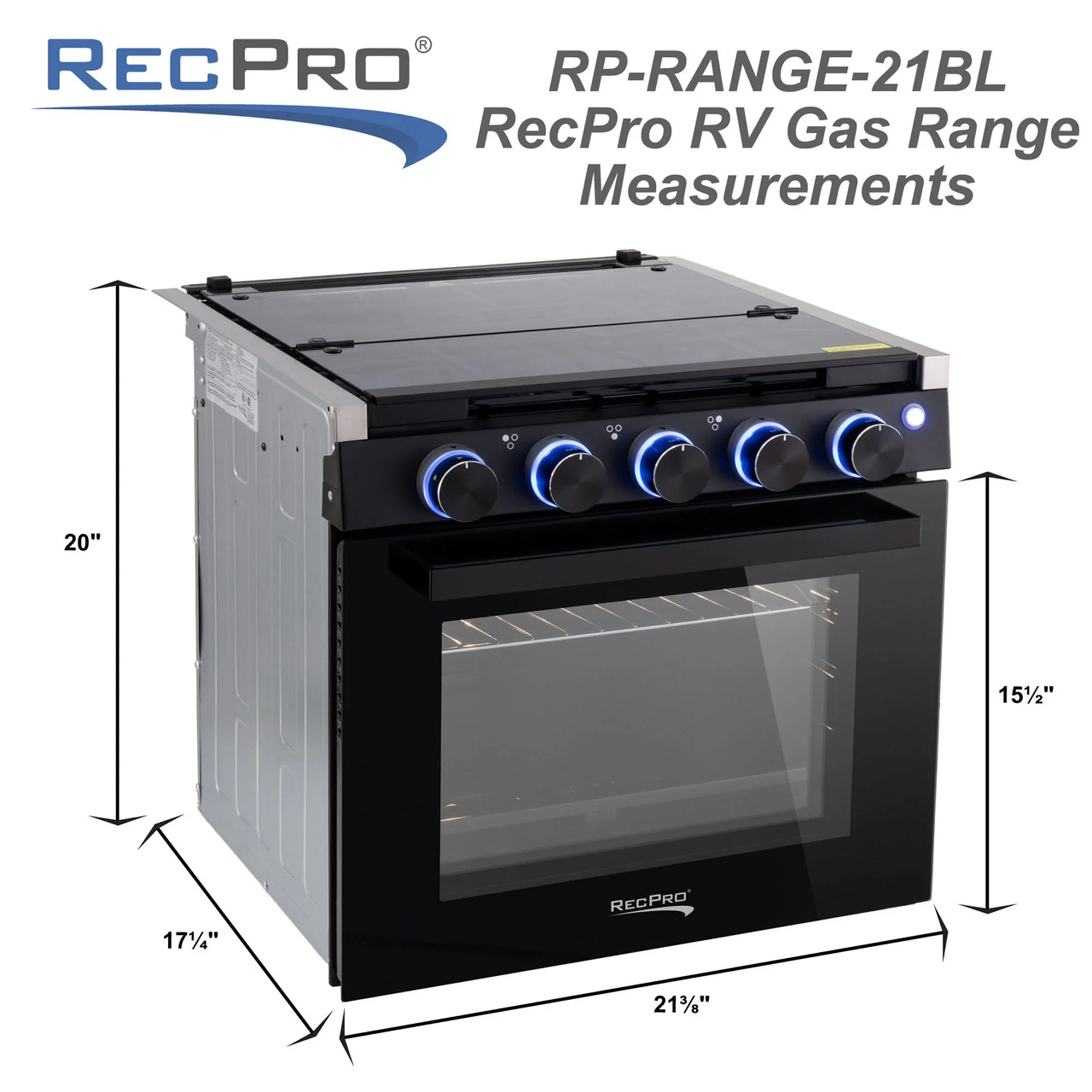 RecPro 17 Inch 3 Burner Propane RV Stove Gas Range without Hood, Silver - Image 2