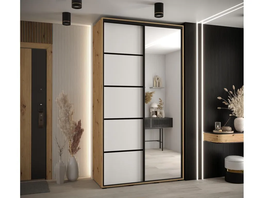 ARMARIO Hogarve 5 DE PUERTAS CORREDERAS 235.2/140/45 2 puertas (Artisan/Blanco/Negro) 43104vsnn
