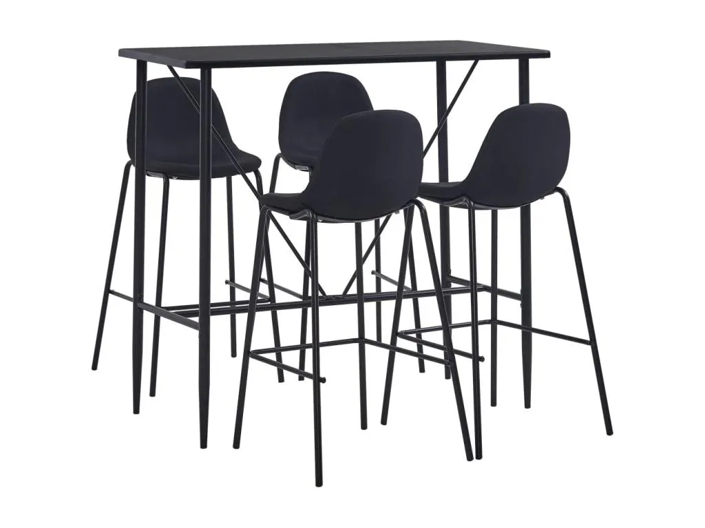 Juego de mesa alta y taburetes 5 piezas en tela negra. lhb3388383