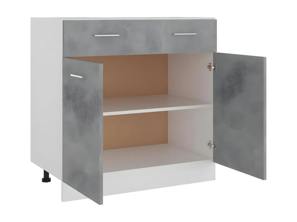 Armario bajo con cajón en madera de ingeniería gris hormigón 80x46x81,5 cm. muv3388550