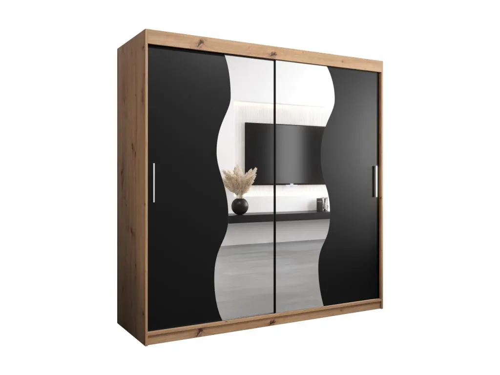 ARMARIO Decoencanto DE PUERTAS CORREDERAS 200/200/62 2 puertas (artisan/negro)