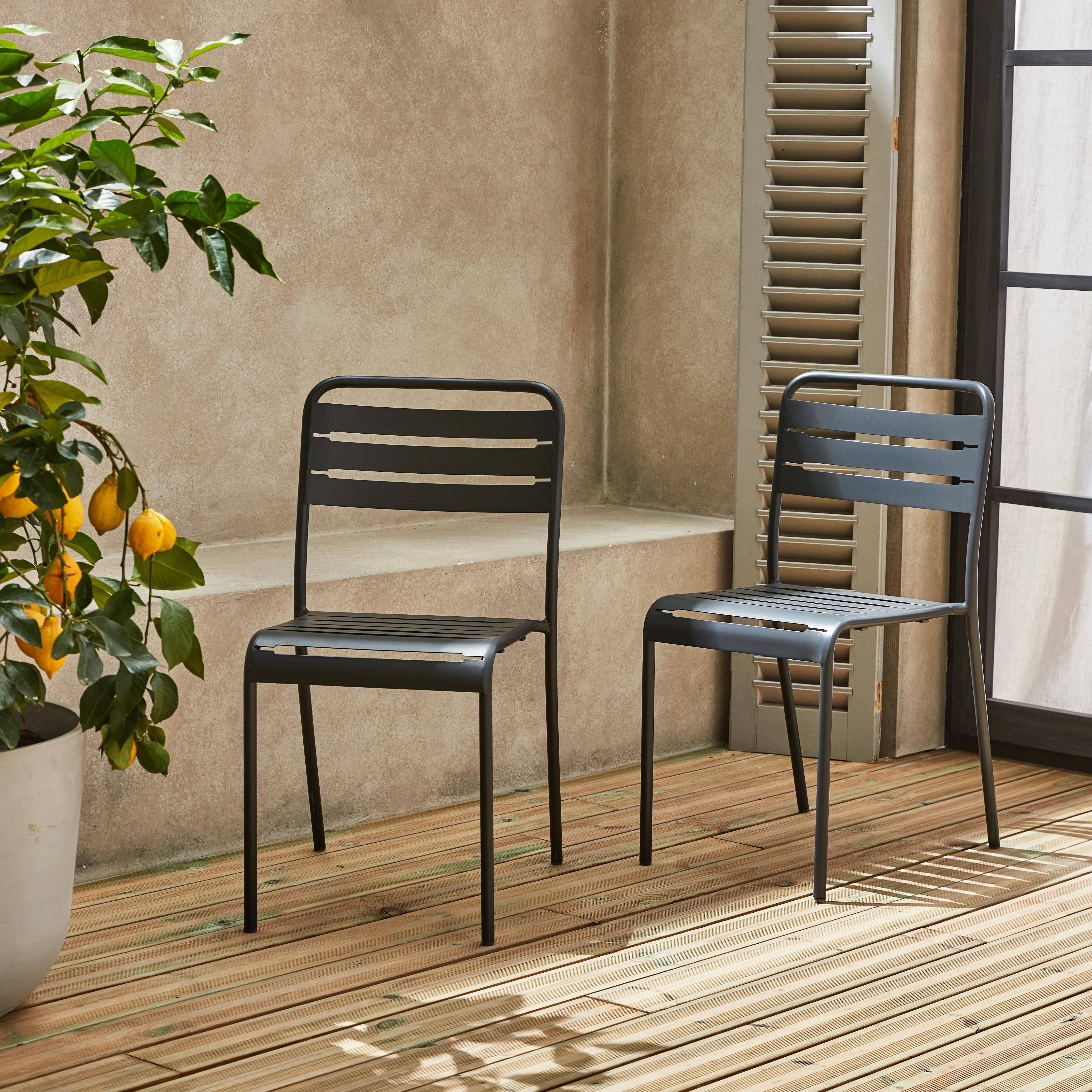 Orea + Amelia - Mesa de jardín bistró redonda de acero con 2 sillas