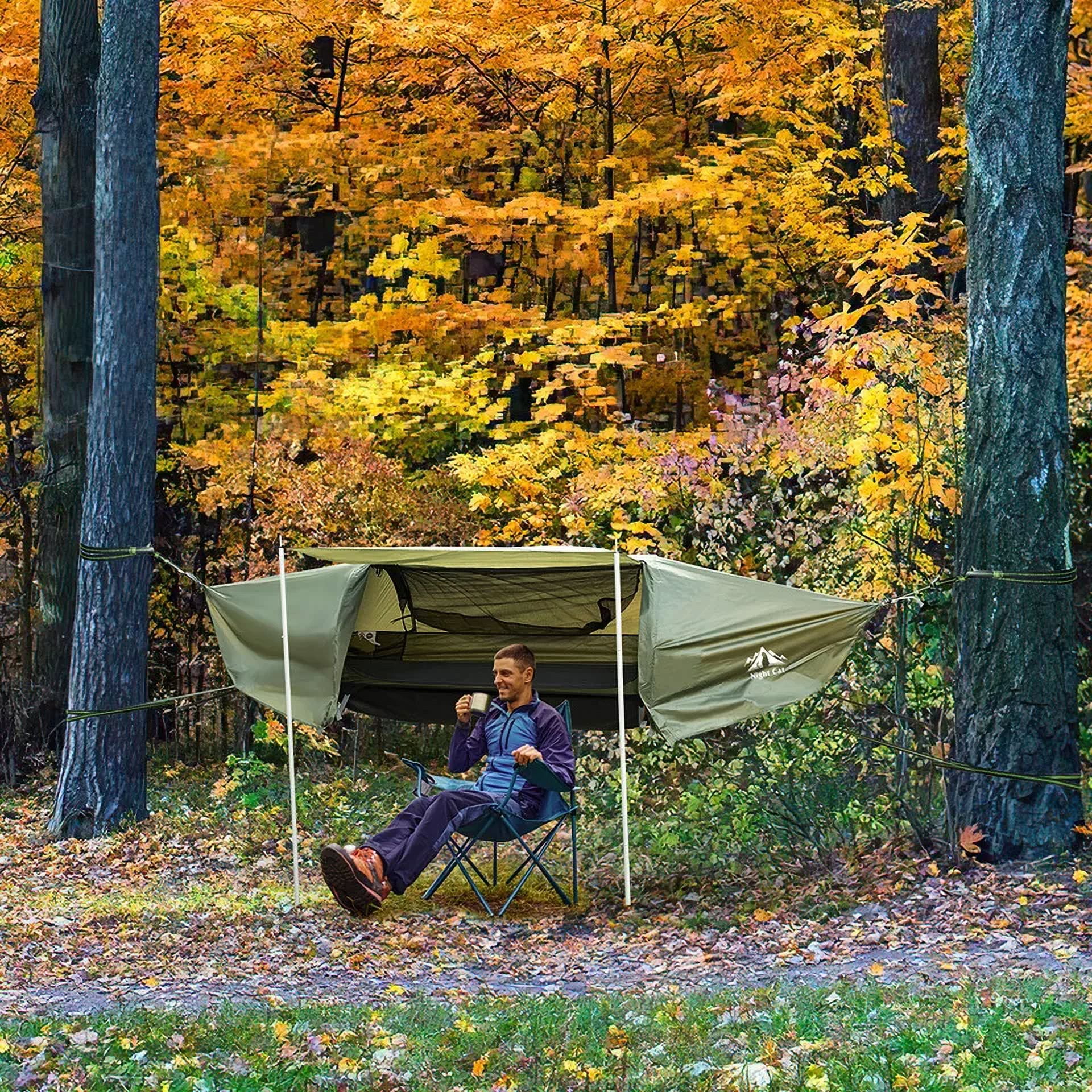 Lay Flat Hammock Tent Camping Hammock Tent with Mosquito Net Hanging Bed Armygreen - Image 2