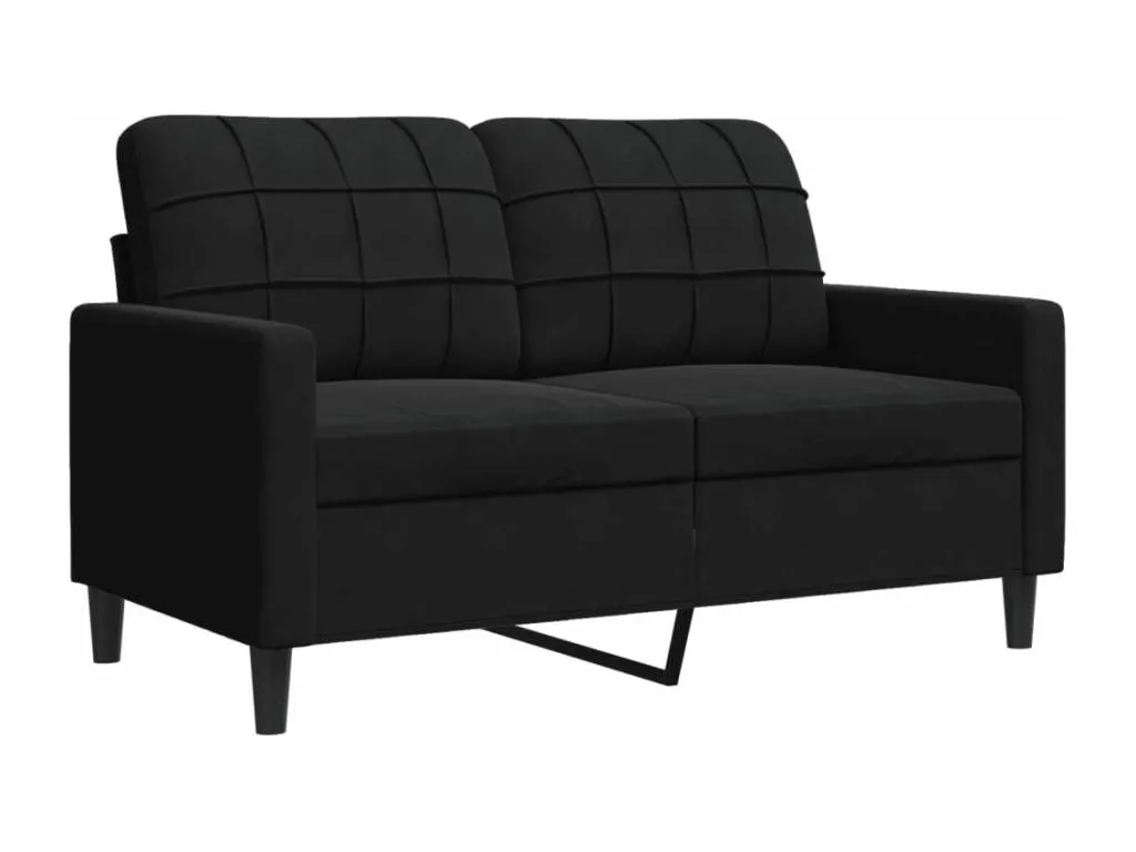 Sofá de 2 plazas terciopelo negro 120 cm zxop31883