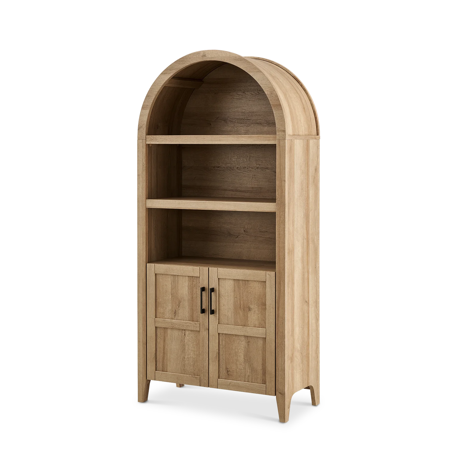 mopio Lauren 65.4" Arched Cabinet, 5-Tier Arched Bookcase with Doors and Shelves, Arched Bookshelf with Storage, Kitchen Pantry Cabinet, Wooden Storage Cabinet for Living Room, Kitchen (Oak) - Image 29