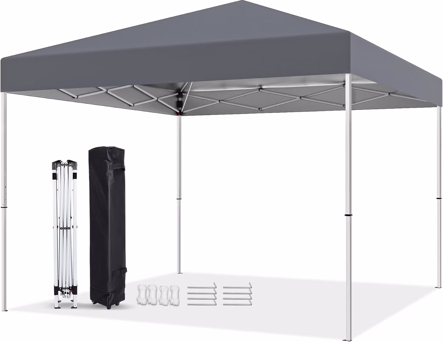 10 X 10ft Pop up Canopy Tent Easy Set up Outdoor Instant Straight Legs Portable Gazebo Shelter with Wheeled Bag for Camp Beach Patio and Garden (Grey)