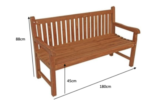 Lesli Living - Teak tuinbank rechte rug 180 cm