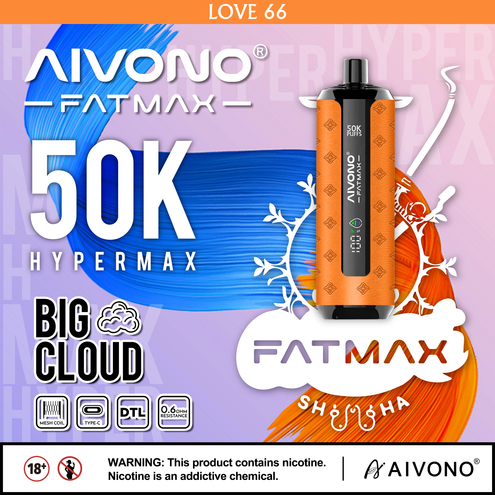 AIVONO AIM FATMAX 50000 Puffs Disposable Shisha Vape