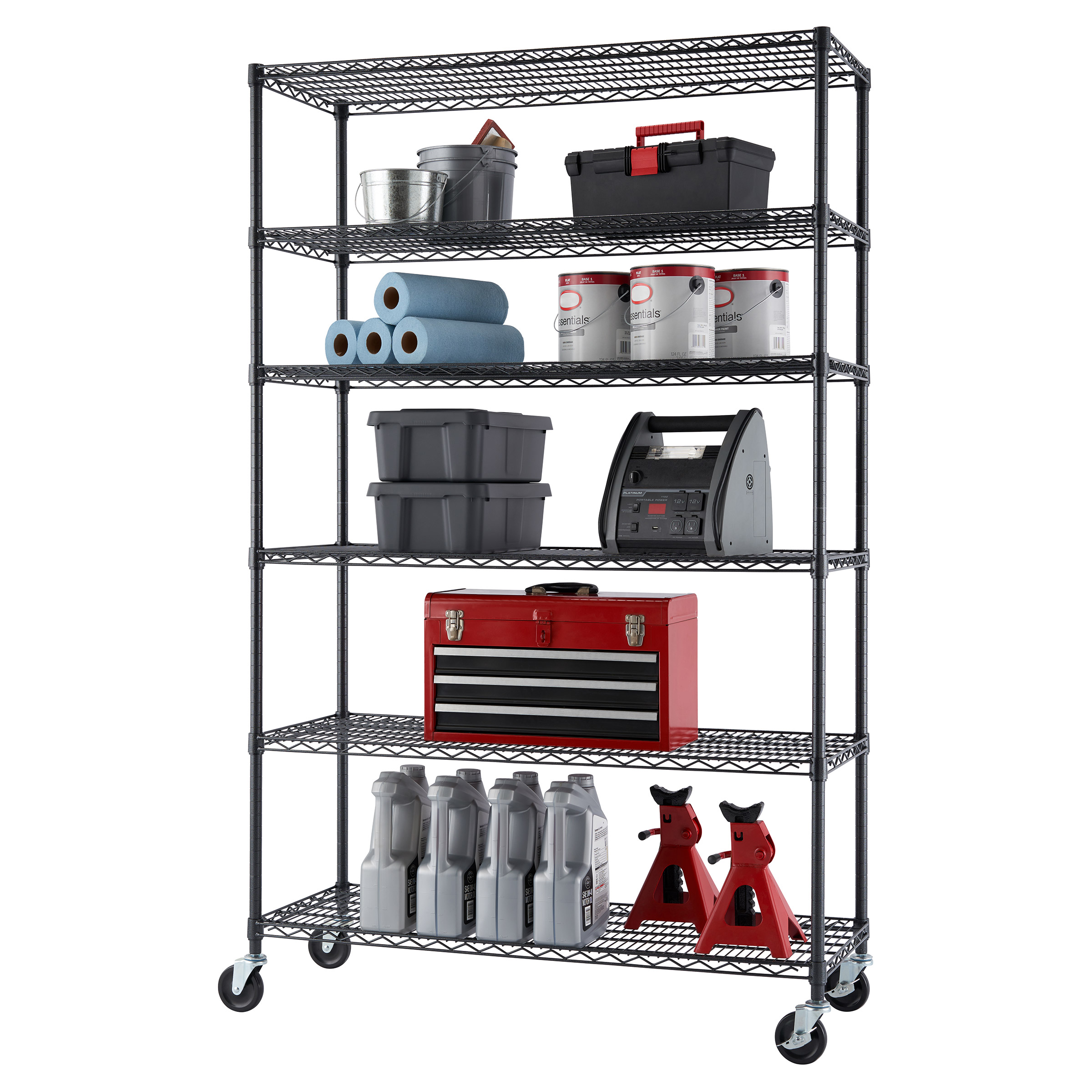 TRINITY 6-Tier Wire Shelving Rack, 48' x 18' x 72' NSF, Includes Wheels - image 2