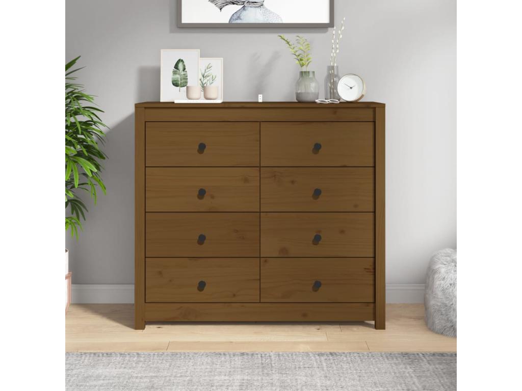 Armario auxiliar madera maciza de pino marrón miel 100x40x90 cm