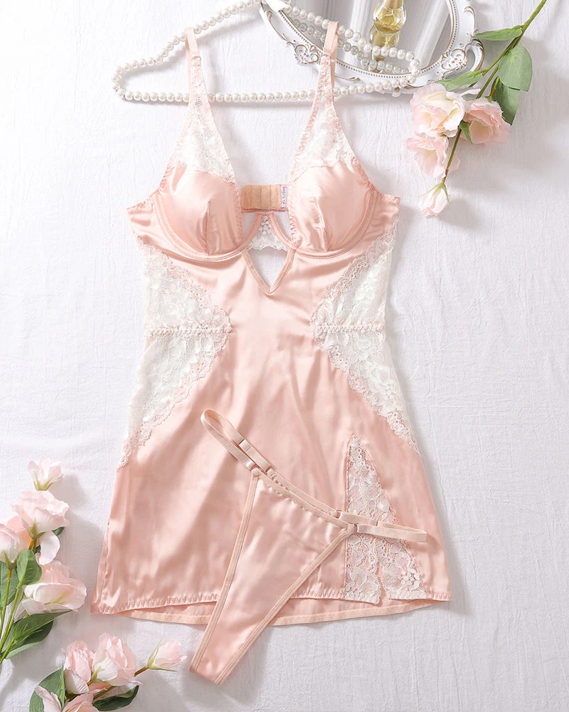 Slim Fit Hollow Strap Nightdress