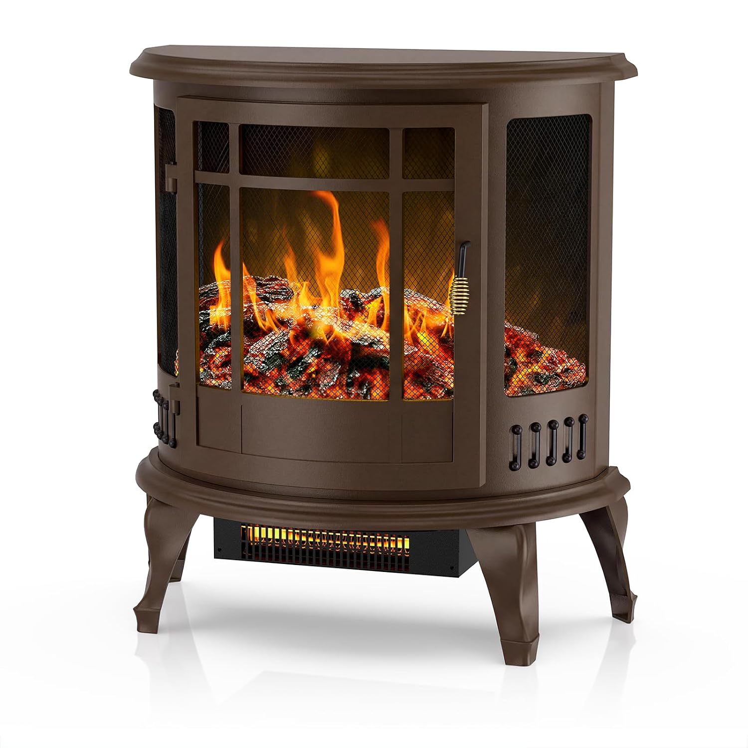Freestanding Electric Fireplace Stove with 3D Flame Effect, Walnut - image 2
