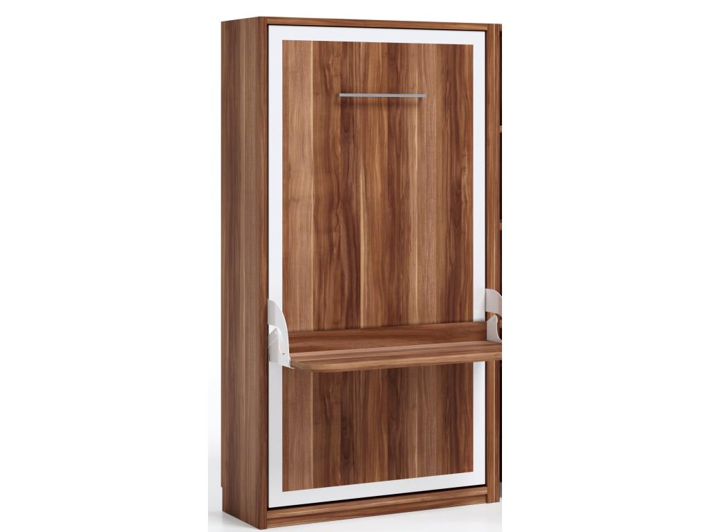 Cama abatible vertical 90x200 con escritorio Studante-Frente Visón 3D